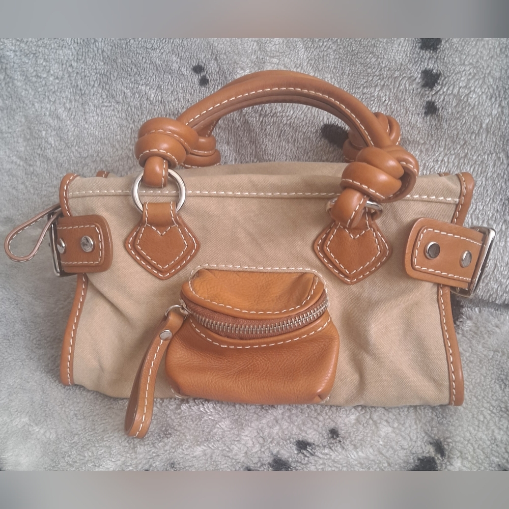 Kate Landry Tan Canvas/Leather Purse